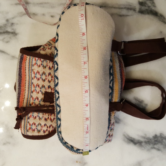 Boho mini backpack with adjustable straps and small front pocket - Picture 7 of 8